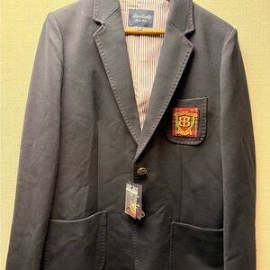 Navy Bariloche Blazer Made in Spain Crest Jacket Size 48 NWT Equestrian Prep